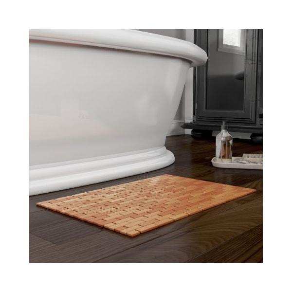 Hastings Home Bamboo Bathmat Natural Wooden Non-Slip Roll Up Lattice Design for Indoor or Outdoor Bathtub, Sauna 369464LIO - main